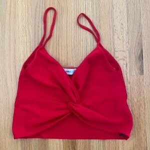 Red Knotted Crop Top